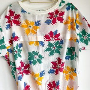 Vintage Floral Pattern Cotton Top - airy, soft, cotton